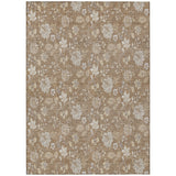 5' X 8' Copper And Beige Floral Washable Indoor Outdoor Area Rug