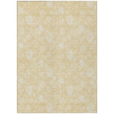 5' X 8' Yellow Wheat And Ivory Floral Washable Indoor Outdoor Area Rug