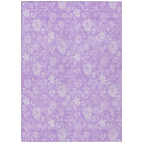 3' X 5' Lavender And Lilac Floral Washable Indoor Outdoor Area Rug