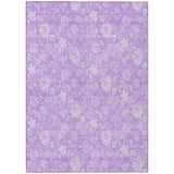 5' X 8' Lavender And Lilac Floral Washable Indoor Outdoor Area Rug