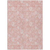 5' X 8' Pink Ivory And Blush Floral Washable Indoor Outdoor Area Rug