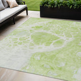 5' X 8' Artichoke Green And Ivory Nautical Washable Indoor Outdoor Area Rug