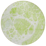 8' Artichoke Green And Ivory Round Nautical Washable Indoor Outdoor Area Rug