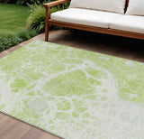 8' X 10' Artichoke Green And Ivory Nautical Washable Indoor Outdoor Area Rug