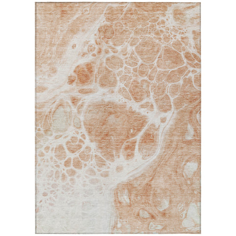 8' X 10' Copper And Ivory Nautical Washable Indoor Outdoor Area Rug
