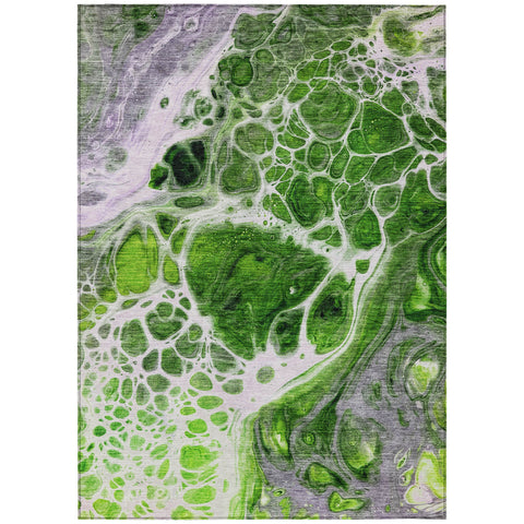 8' X 10' Lime Green And Gray Nautical Washable Indoor Outdoor Area Rug
