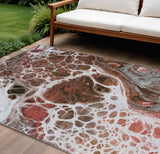 8' X 10' Red Copper And Gray Nautical Washable Indoor Outdoor Area Rug