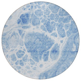 8' Sky Blue And Denim Blue Round Nautical Washable Indoor Outdoor Area Rug
