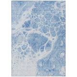 8' X 10' Sky Blue And Denim Blue Nautical Washable Indoor Outdoor Area Rug