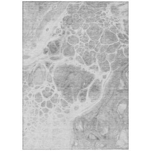 3' X 5' Gray Silver And Ivory Nautical Washable Indoor Outdoor Area Rug