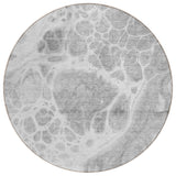 8' Gray Silver And Ivory Round Nautical Washable Indoor Outdoor Area Rug