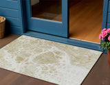 3' X 5' Taupe Beige And Ivory Nautical Washable Indoor Outdoor Area Rug