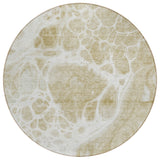 8' Taupe Beige And Ivory Round Nautical Washable Indoor Outdoor Area Rug