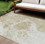 8' X 10' Taupe Beige And Ivory Nautical Washable Indoor Outdoor Area Rug