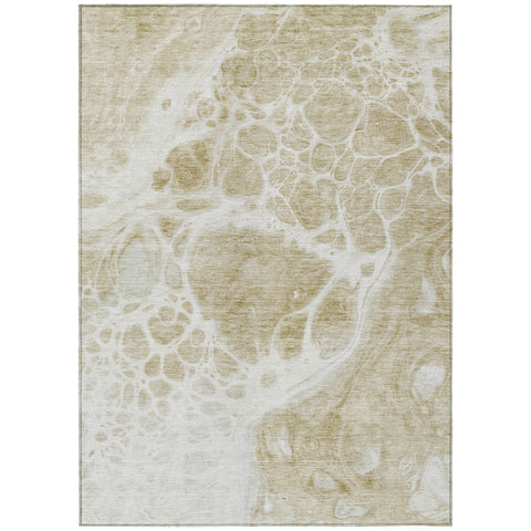 8' X 10' Taupe Beige And Ivory Nautical Washable Indoor Outdoor Area Rug