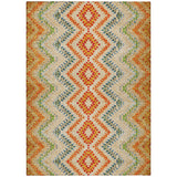 5' X 8' Beige Orange And Red Geometric Washable Indoor Outdoor Area Rug