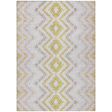 5' X 8' Pearl Ivory And Artichoke Green Geometric Washable Indoor Outdoor Area Rug