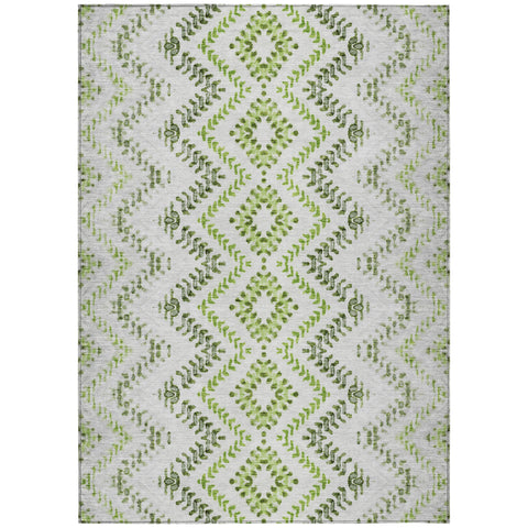 3' X 5' Green Ivory And Gray Geometric Washable Indoor Outdoor Area Rug