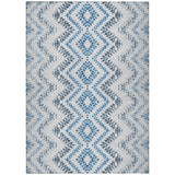 5' X 8' Navy Blue And Denim Blue Geometric Washable Indoor Outdoor Area Rug