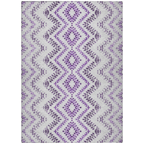 8' X 10' Purple Eggplant And Lavender Geometric Washable Indoor Outdoor Area Rug