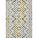 5' X 8' Taupe Brown And Ivory Geometric Washable Indoor Outdoor Area Rug