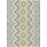 8' X 10' Taupe Brown And Ivory Geometric Washable Indoor Outdoor Area Rug