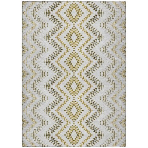 8' X 10' Taupe Brown And Ivory Geometric Washable Indoor Outdoor Area Rug