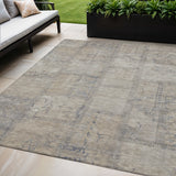 5' X 8' Beige Taupe And Brown Patchwork Washable Indoor Outdoor Area Rug