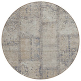 8' Beige Taupe And Brown Round Patchwork Washable Indoor Outdoor Area Rug