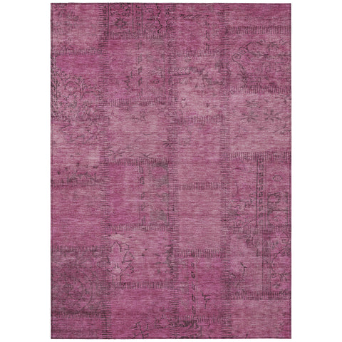 3' X 5' Blush Pink And Mauve Patchwork Washable Indoor Outdoor Area Rug