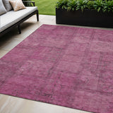 5' X 8' Blush Pink And Mauve Patchwork Washable Indoor Outdoor Area Rug