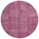 8' Blush Pink And Mauve Round Patchwork Washable Indoor Outdoor Area Rug