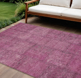 8' X 10' Blush Pink And Mauve Patchwork Washable Indoor Outdoor Area Rug