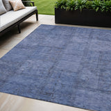 5' X 8' Denim Blue And Sky Blue Patchwork Washable Indoor Outdoor Area Rug