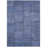 5' X 8' Denim Blue And Sky Blue Patchwork Washable Indoor Outdoor Area Rug