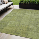 5' X 8' Fern Green And Artichoke Green Patchwork Washable Indoor Outdoor Area Rug