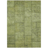 5' X 8' Fern Green And Artichoke Green Patchwork Washable Indoor Outdoor Area Rug