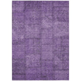 8' X 10' Purple Eggplant And Gray Patchwork Washable Indoor Outdoor Area Rug
