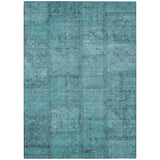 3' X 5' Teal Blue And Aqua Patchwork Washable Indoor Outdoor Area Rug