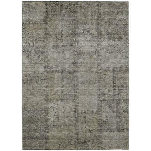 3' X 5' Taupe Brown And Beige Patchwork Washable Indoor Outdoor Area Rug