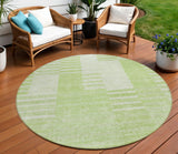 8' Artichoke Green And Mint Green Round Striped Washable Indoor Outdoor Area Rug
