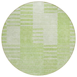 8' Artichoke Green And Mint Green Round Striped Washable Indoor Outdoor Area Rug