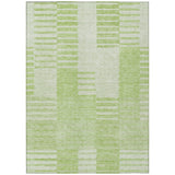 8' X 10' Artichoke Green And Mint Green Striped Washable Indoor Outdoor Area Rug