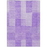 3' X 5' Lavender And Purple Striped Washable Indoor Outdoor Area Rug