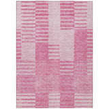 5' X 8' Pink And Blush Striped Washable Indoor Outdoor Area Rug