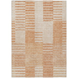 3' X 5' Salmon Peach And Ivory Striped Washable Indoor Outdoor Area Rug
