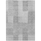 3' X 5' Silver Gray And Ivory Striped Washable Indoor Outdoor Area Rug