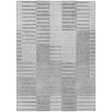 5' X 8' Silver Gray And Ivory Striped Washable Indoor Outdoor Area Rug