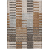 3' X 5' Chocolate And Gray Striped Washable Indoor Outdoor Area Rug