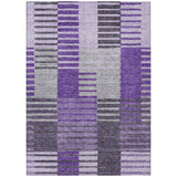 3' X 5' Purple Lavender And Eggplant Striped Washable Indoor Outdoor Area Rug